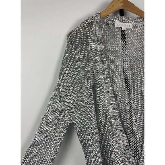 Meshki SilverShimmer Catalina Longline Knit Metallic Carigan Swim Coverup Size L - Picture 4 of 9